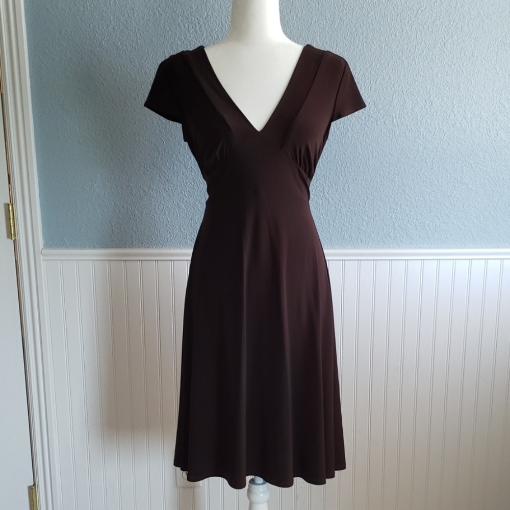 Brown Jersey material midi dress Size 8
